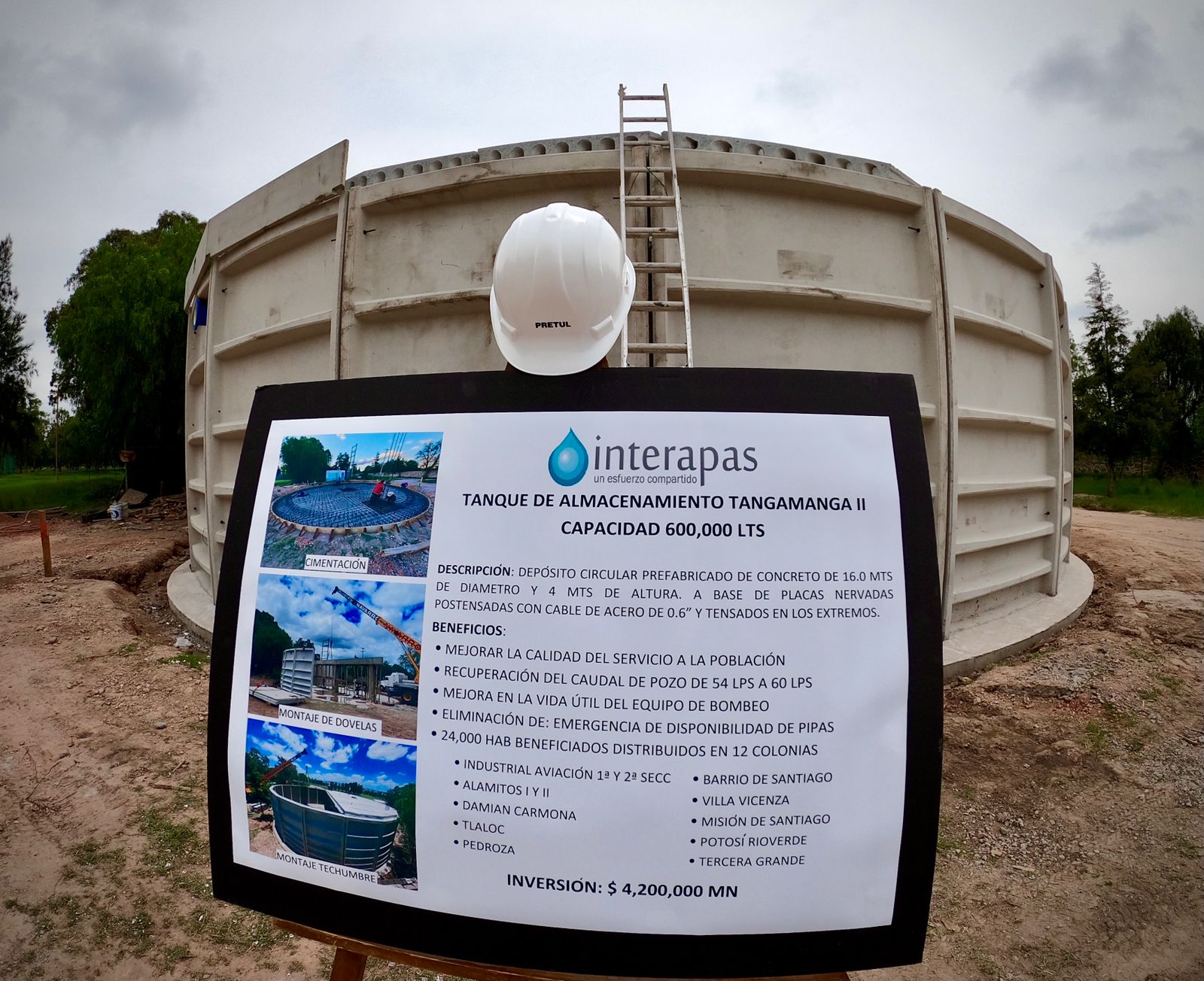 Tanque de almacenamiento en zona norte, estrategia de Interapas para mitigar desabasto de agua.