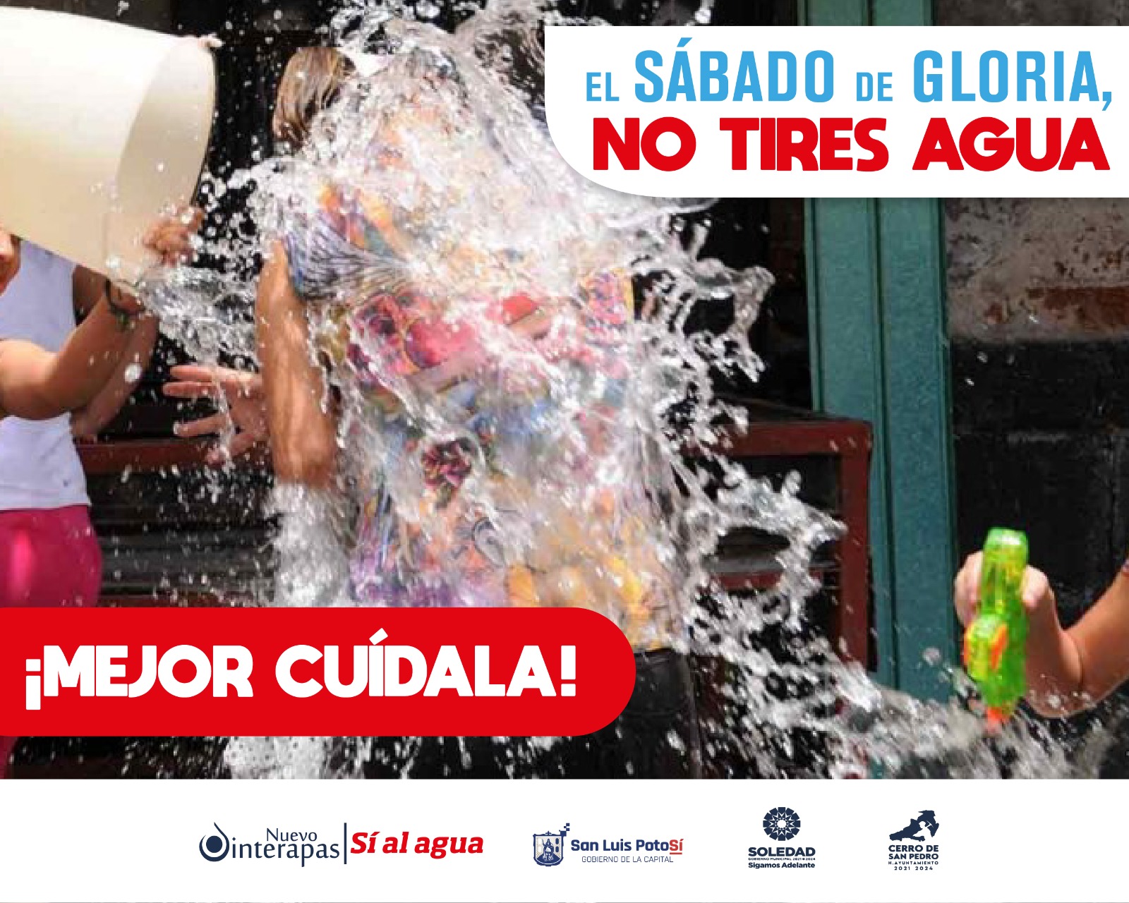 EXHORTA INTERAPAS A NO DESPERDICIAR AGUA EL SÁBADO DE GLORIA