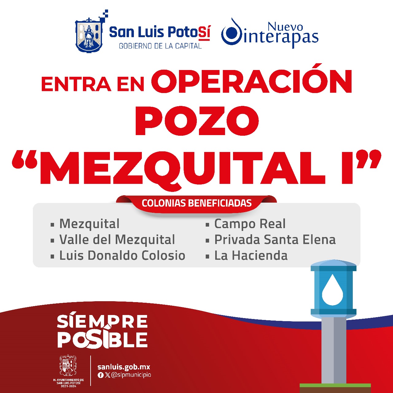 INTERAPAS pone en operación el pozo “Mezquital I” para suministrar agua a colonias del norte de la capital.