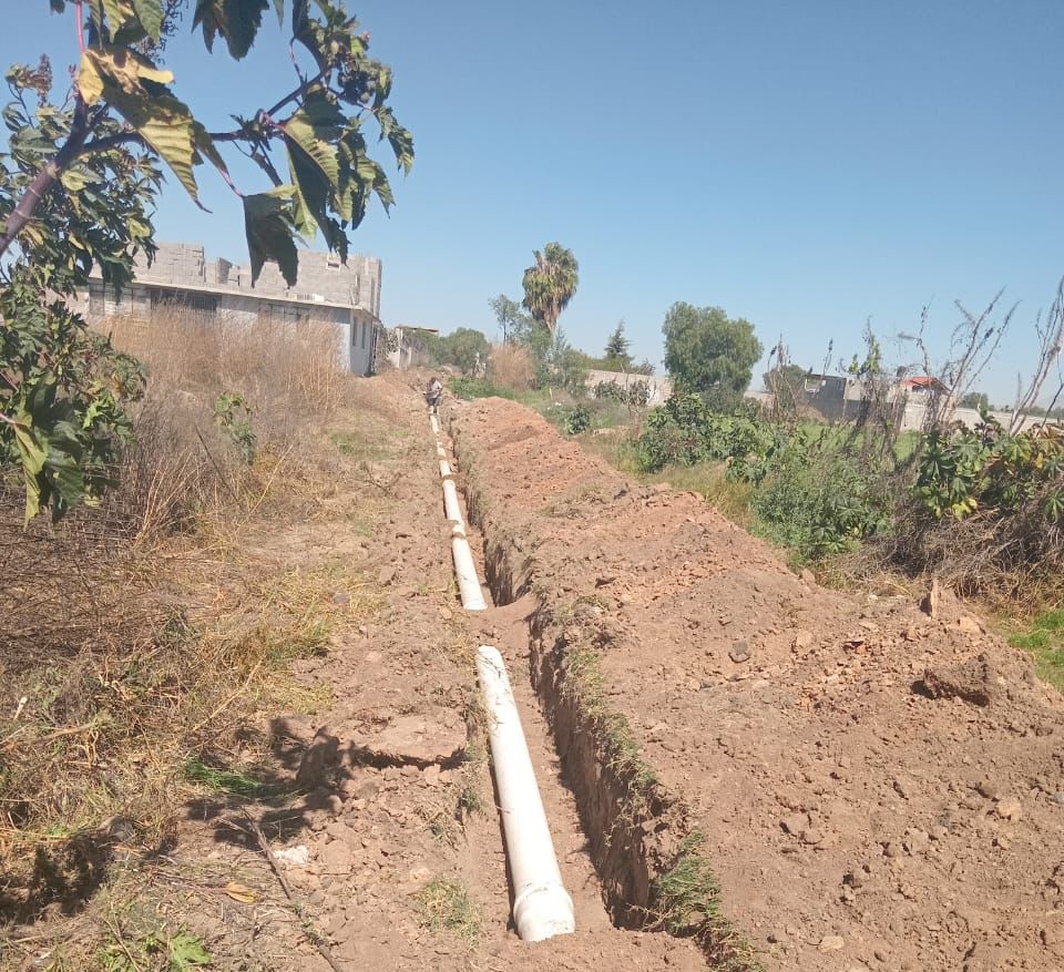 Nueva red de agua en el ejido la Libertad mejora suministro de agua en colonias de la delegación Villa de Pozos.