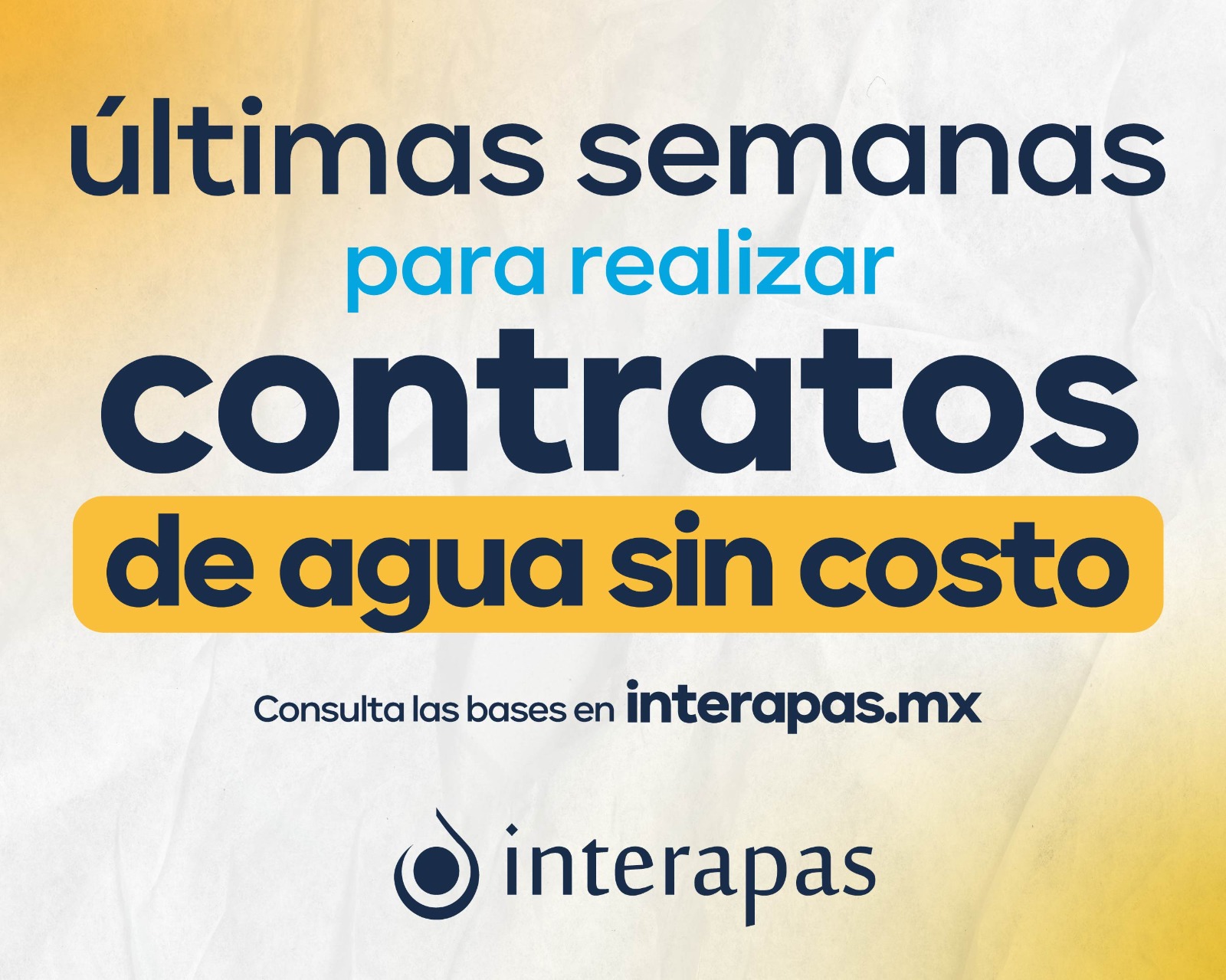 Últimas semanas para realizar contratos de agua sin costo en INTERAPAS