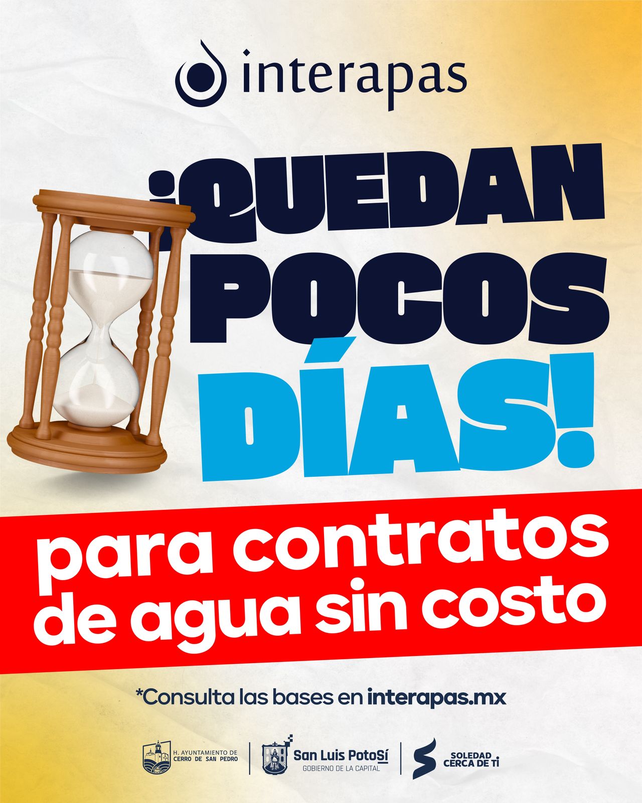 En dos semanas terminan los contratos de agua sin costo, en Interapas