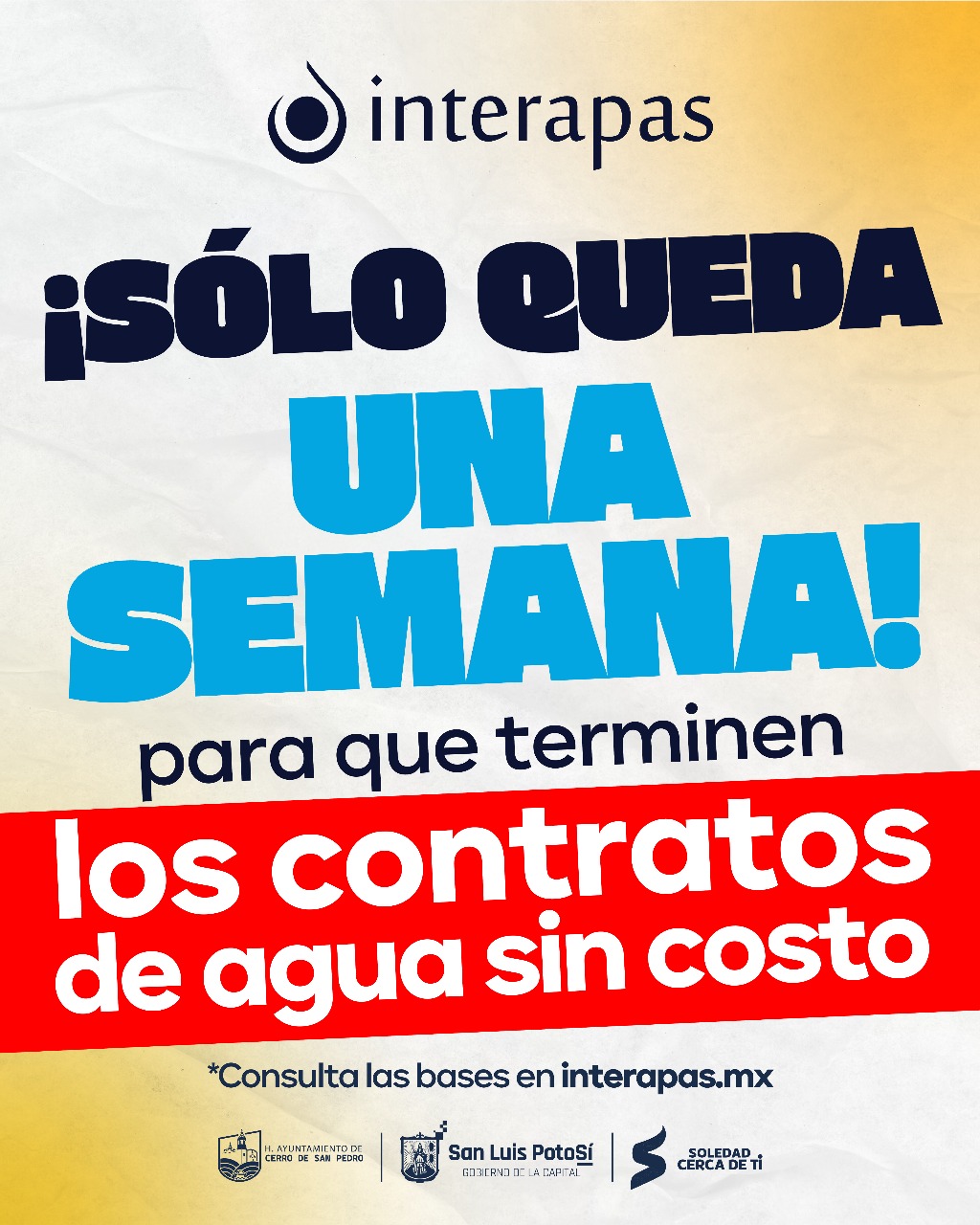 Última semana para aprovechar contratos sin costo con Interapas