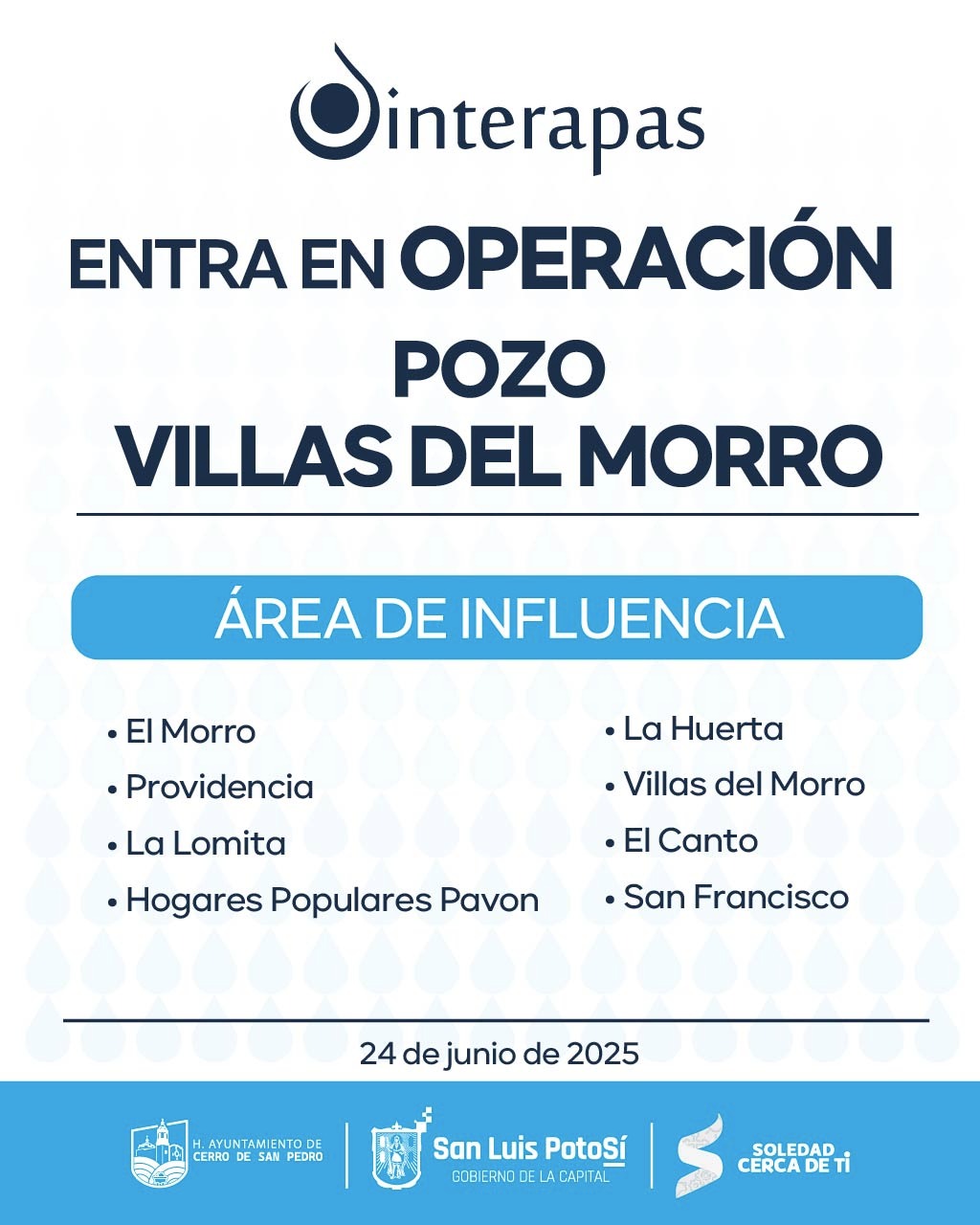 Entra en operación pozo Villas del Morro para beneficio de colonias de Soledad de Graciano Sánchez
