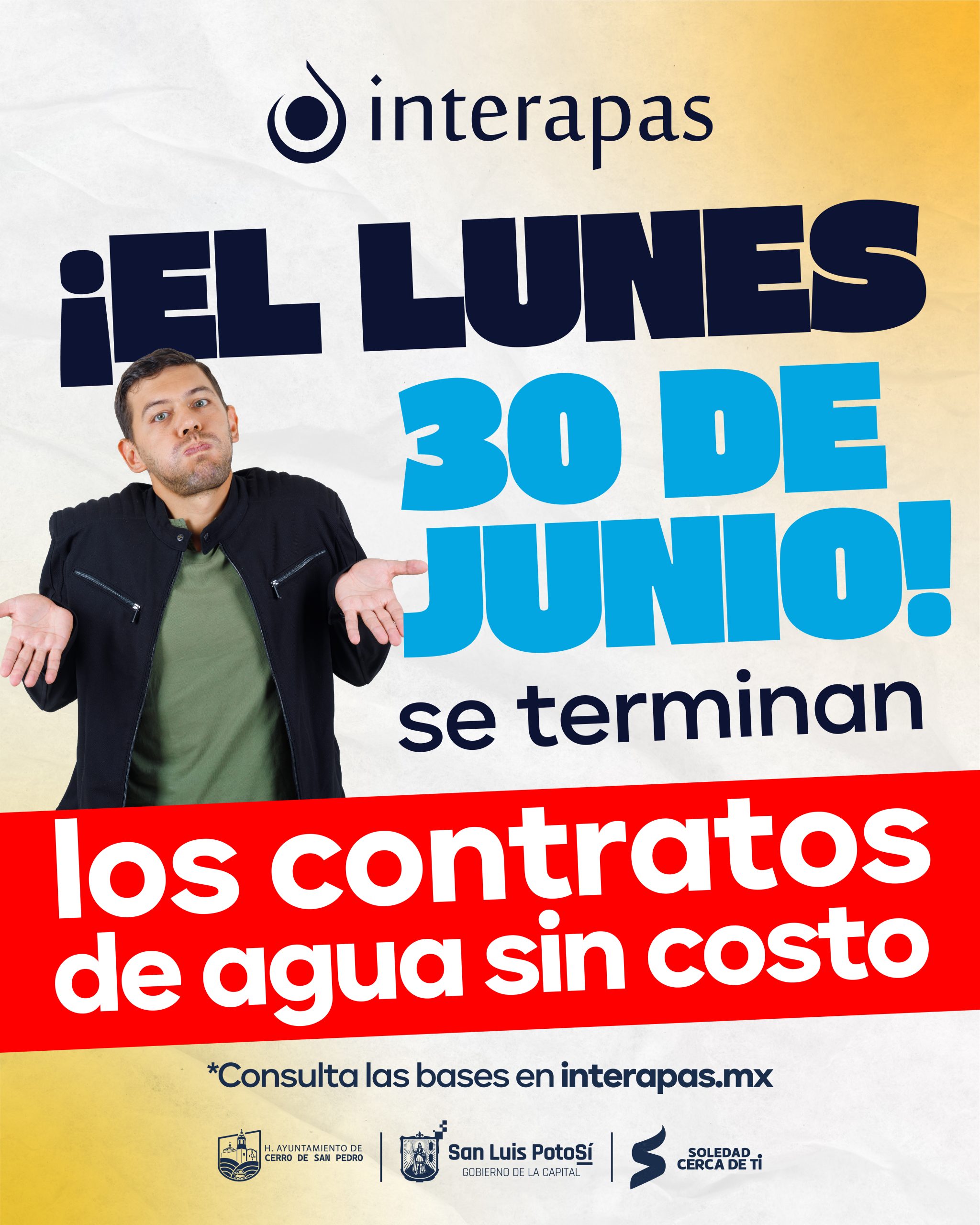 Lunes 30 de junio, último día para contratos sin costo en Interapa