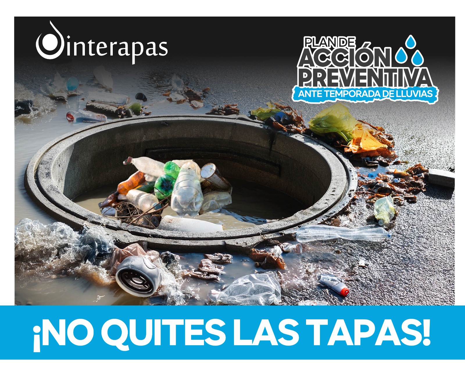 Interapas llama a no remover las tapas de las alcantarillas en días de lluvia. Es contraproducente y hasta peligroso