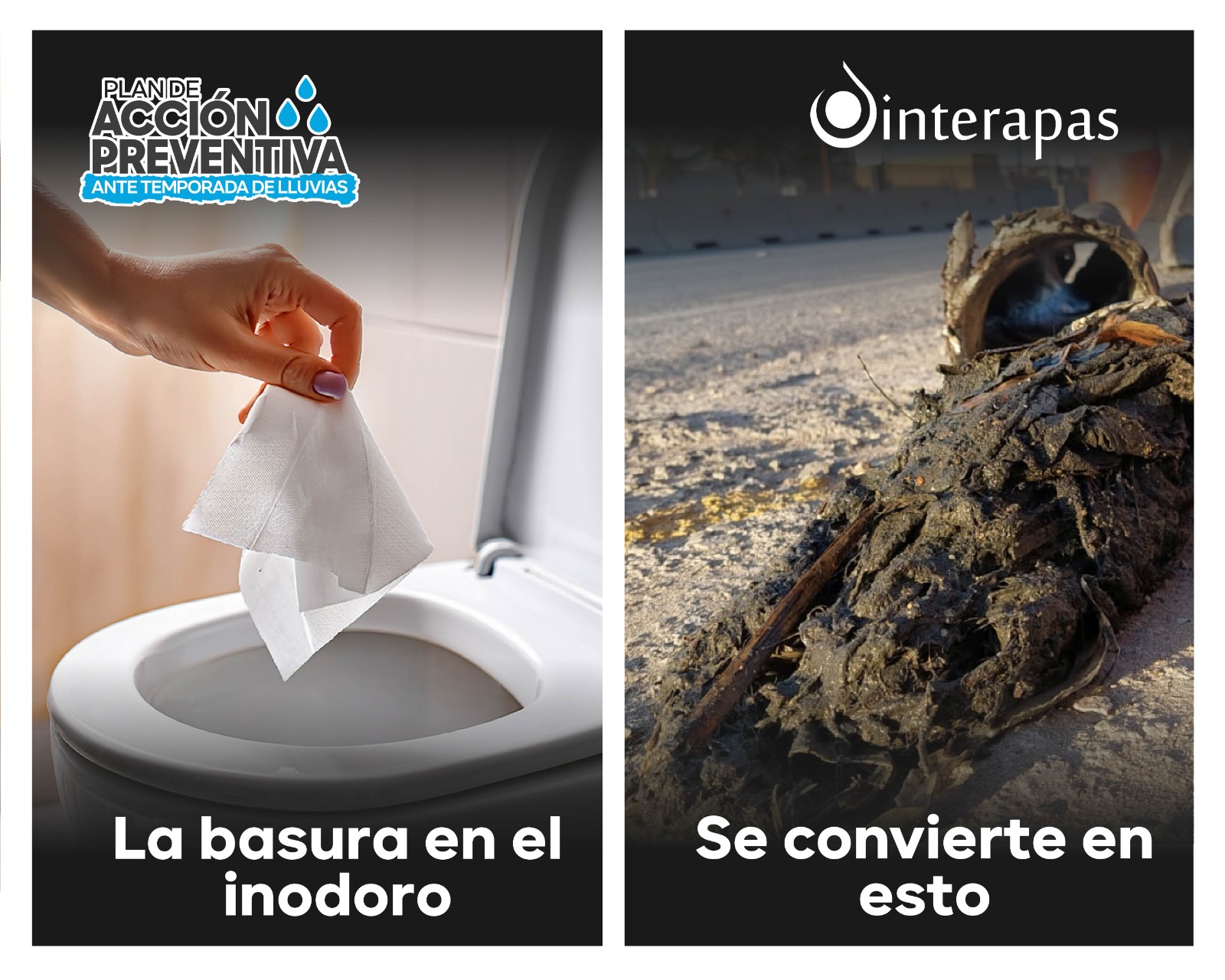 Toallitas, grasas y basura, principales causas de colapso en el drenaje: INTERAPAS