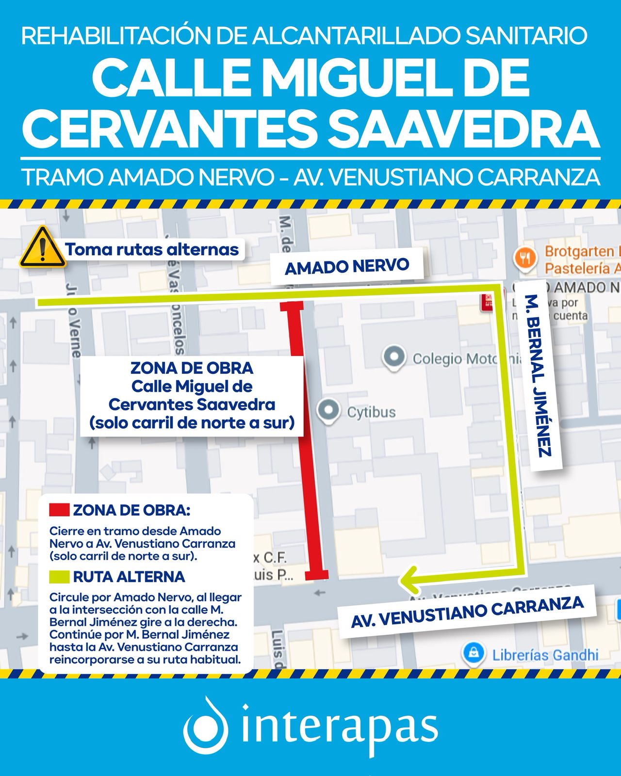 Inicia INTERAPAS rehabilitación de red sanitaria en la calle Miguel de Cervantes Saavedra