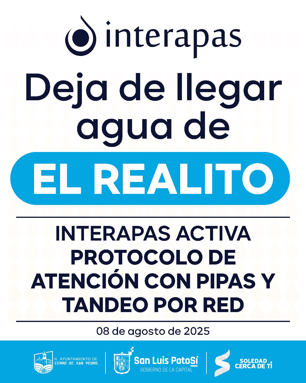 Deja de llegar agua de “El Realito”; INTERAPAS activa protocolo de atención