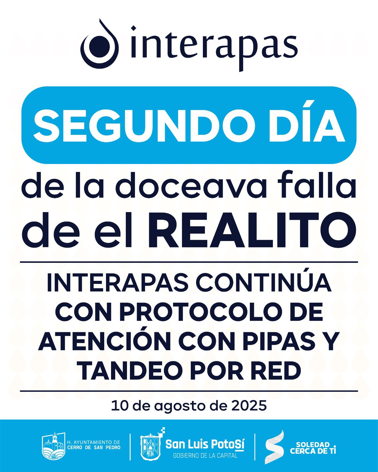 INTERAPAS mantiene protocolo de atención, en el según día sin agua de “El Realito”