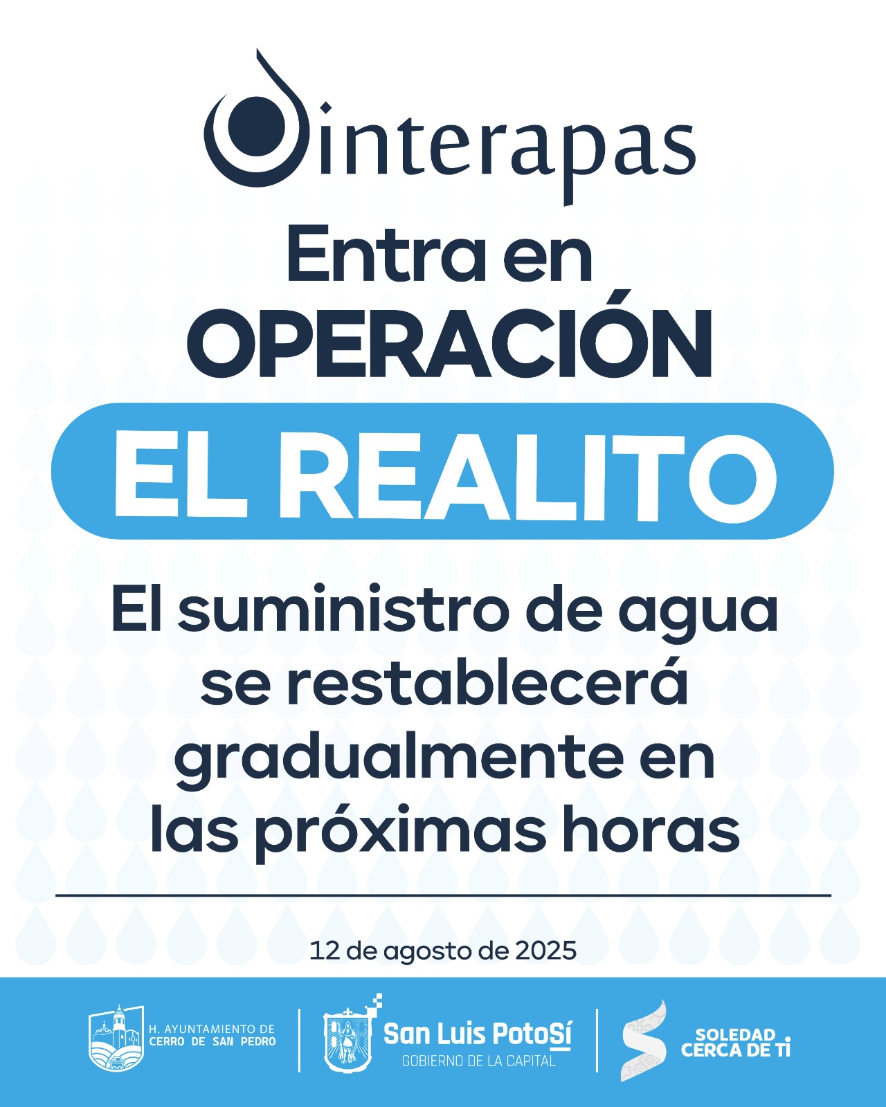 Se restablece el suministro de agua de “El Realito” en colonias del sur y oriente