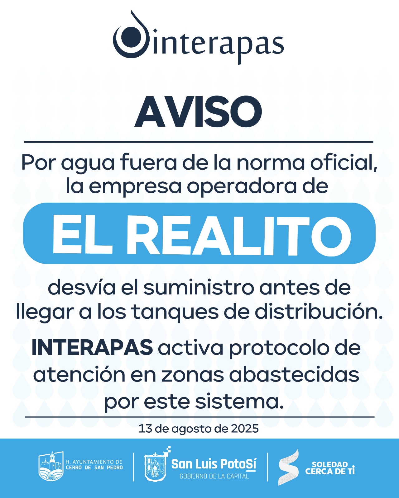 Por mala calidad, empresa operadora de “El Realito” desvía agua antes de llegar a la red municipal