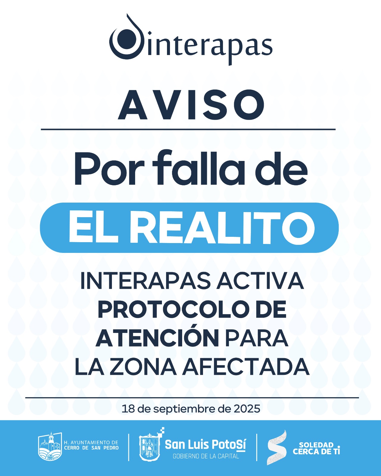 Interapas activa protocolo de atención por nueva falla en “El Realito”