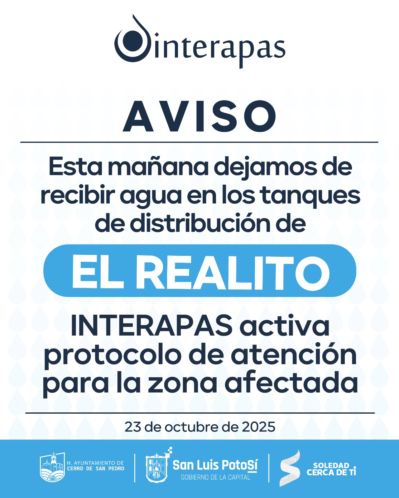 Activa Interapas pozos de reserva ante nueva interrupción de “El Realito”